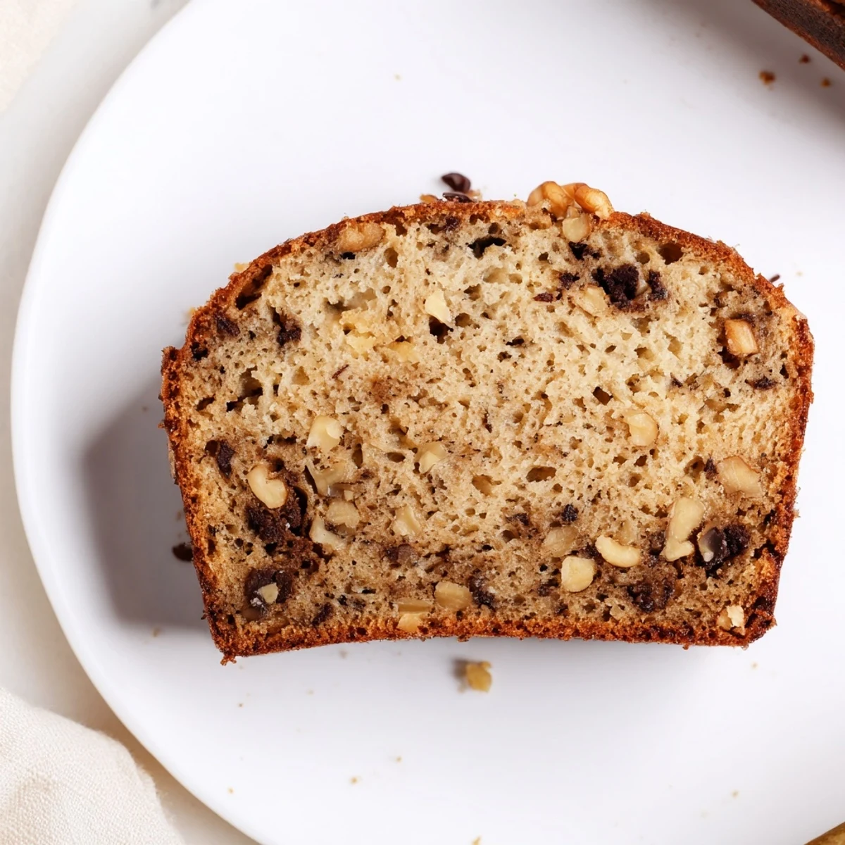 Freshly baked Simple Banana Bread, showcasing a tender crumb and optional chocolate chips or nuts.
