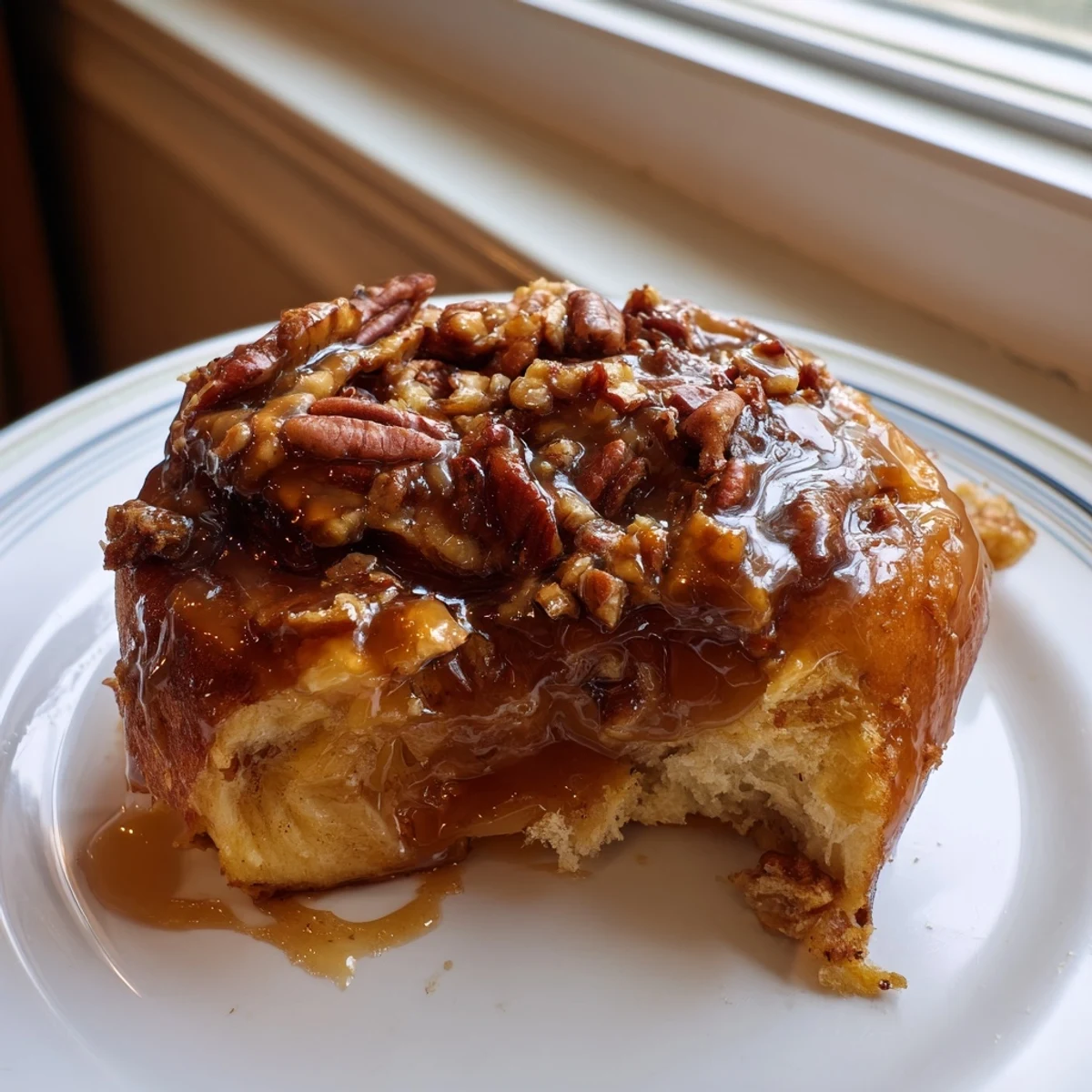 Golden, caramelized Pecan and Honey Sticky Buns fresh from the oven, ready to serve warm.