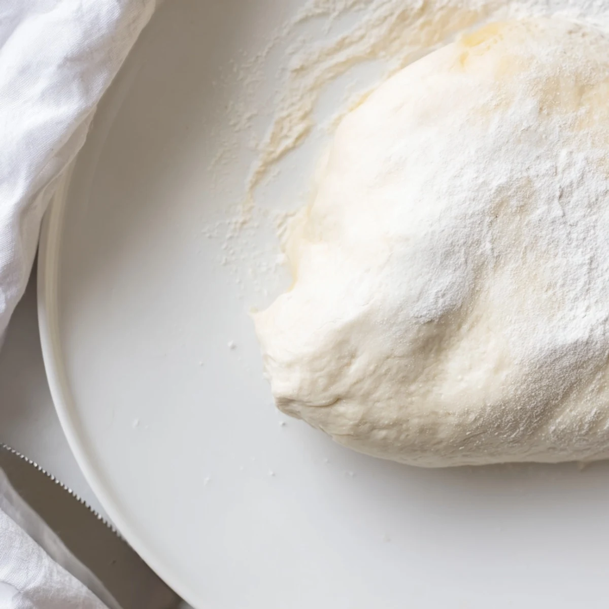 Homemade Pizza Dough rising in a bowl, showing the light, airy texture needed for perfect pizza.