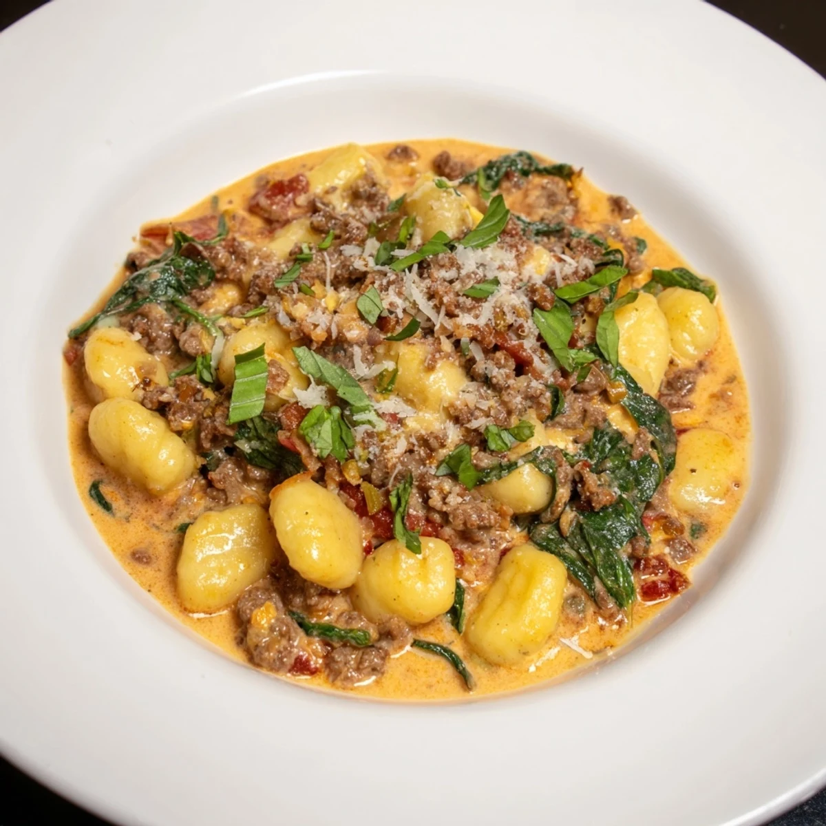 Warm, flavorful creamy tomato and sausage gnocchi, a comforting Italian-inspired meal for a weeknight.