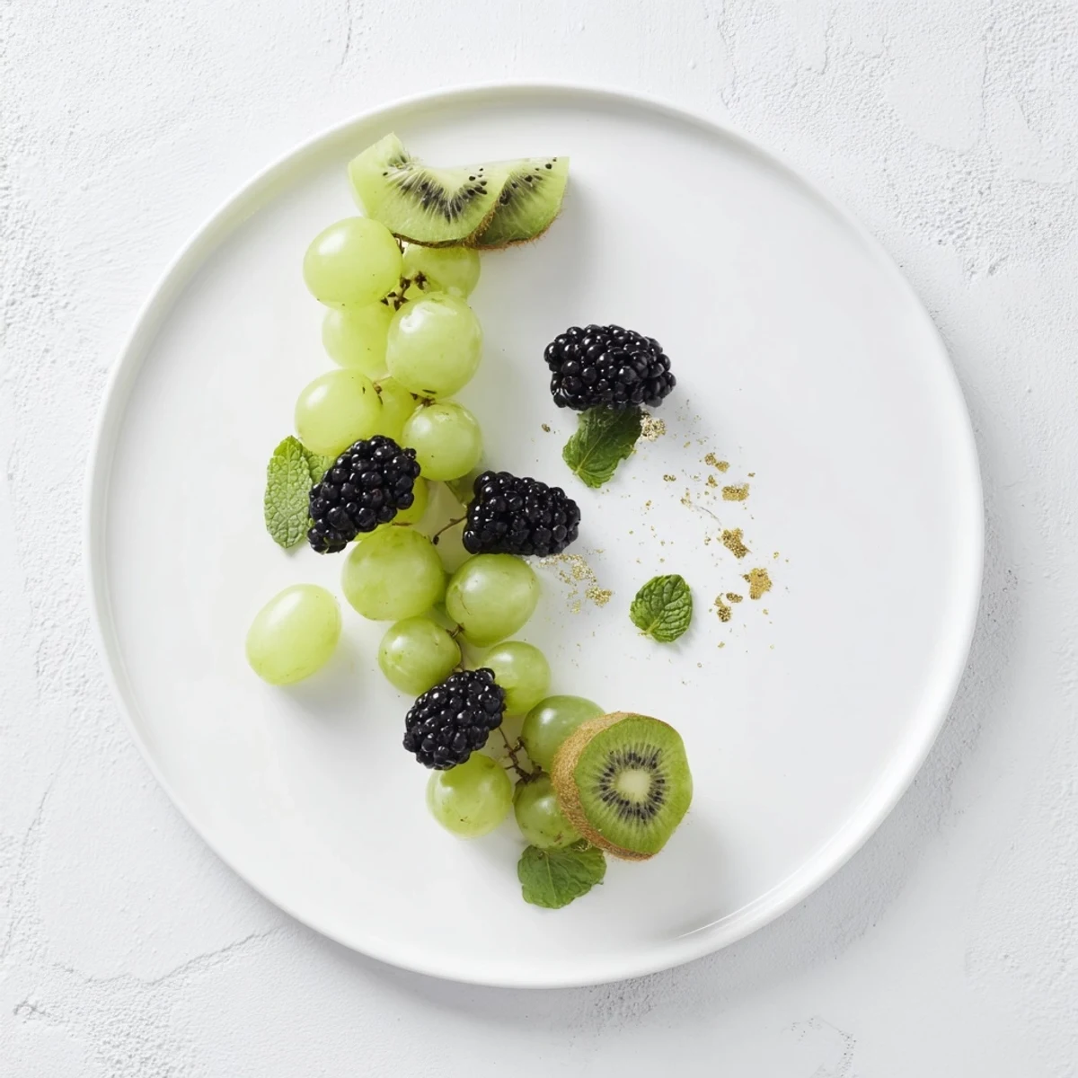 Imagine juicy blackberries, grapes, and kiwi, forming a beautiful The Aurora Borealis Sweep fruit centerpiece.