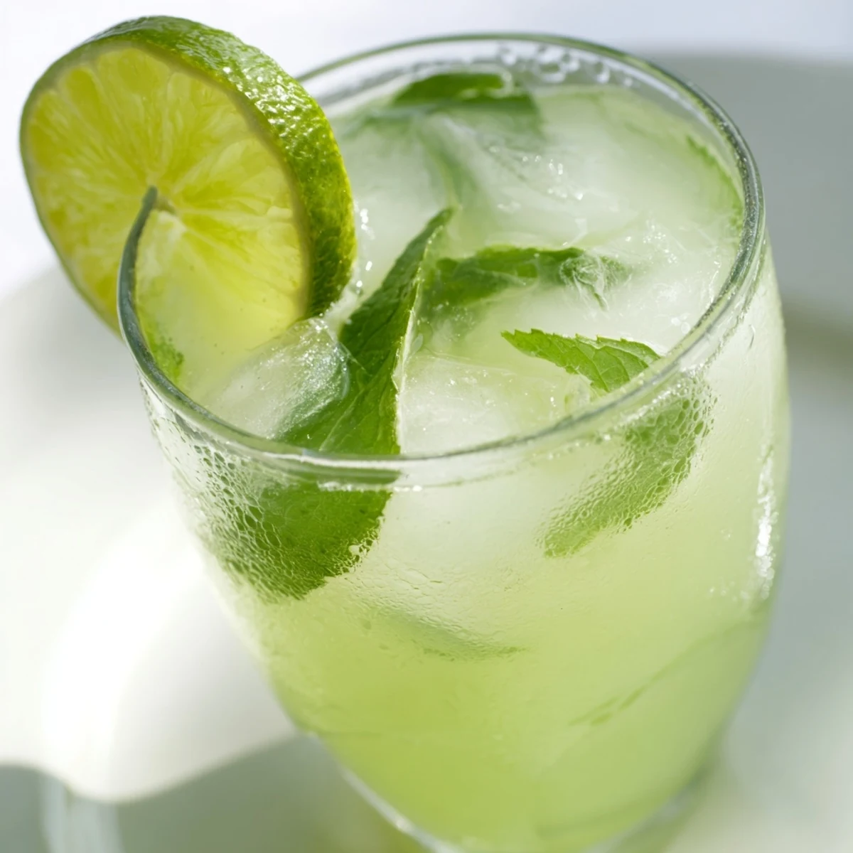 Refreshing Mint Lime Agua Fresca in a glass, garnished with lime, perfect for summer.
