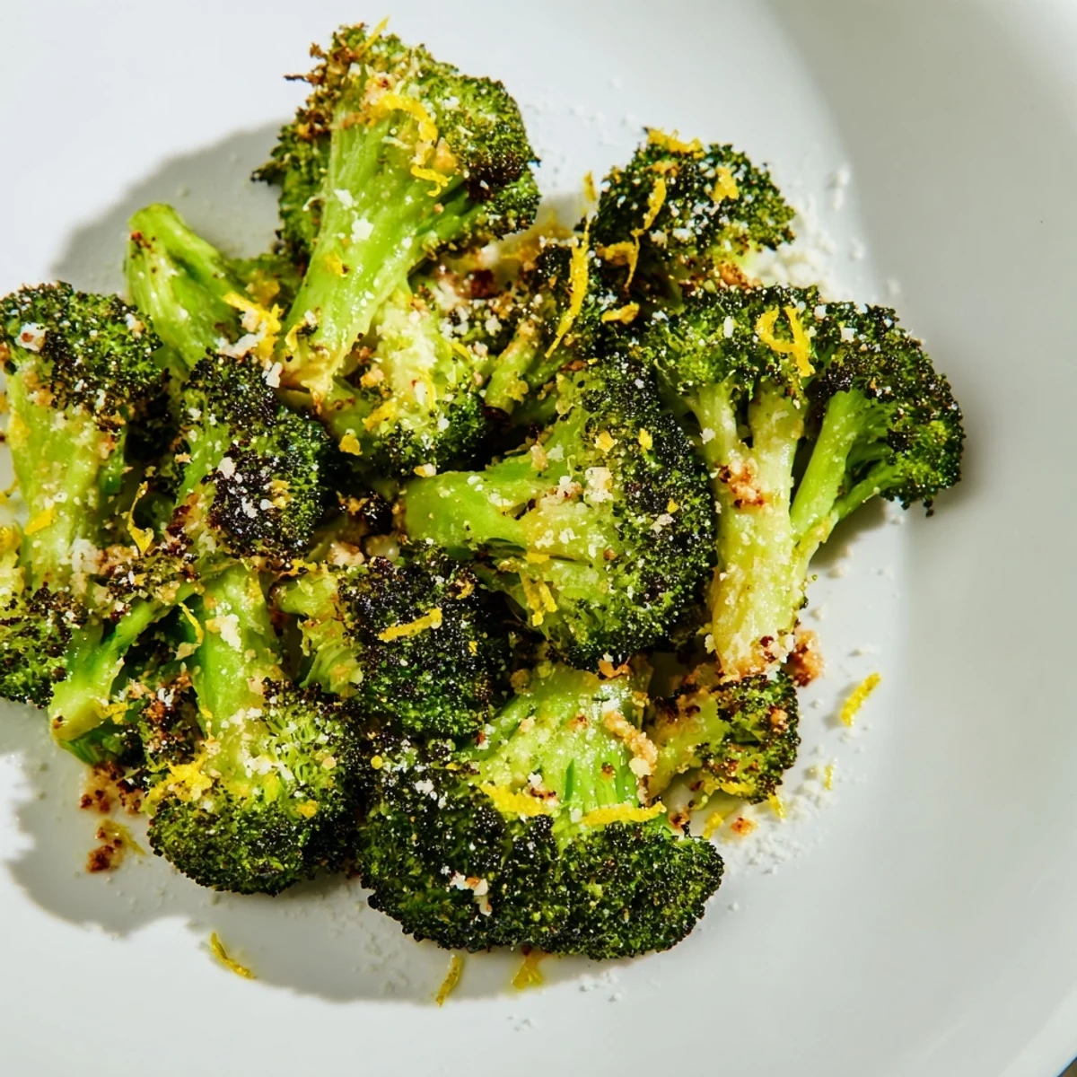Tender Lemon Garlic Roasted Broccoli glistens with olive oil, ready to be enjoyed as a vibrant side.