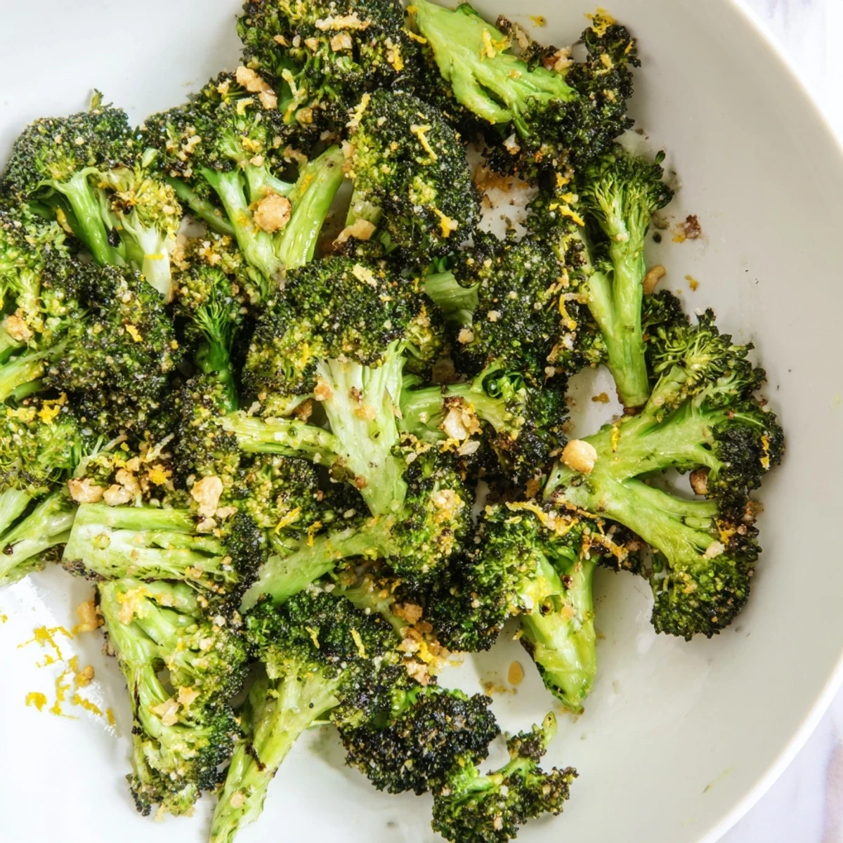 Freshly roasted Lemon Garlic Broccoli, bursting with citrus and garlic, prepared as a healthy side.