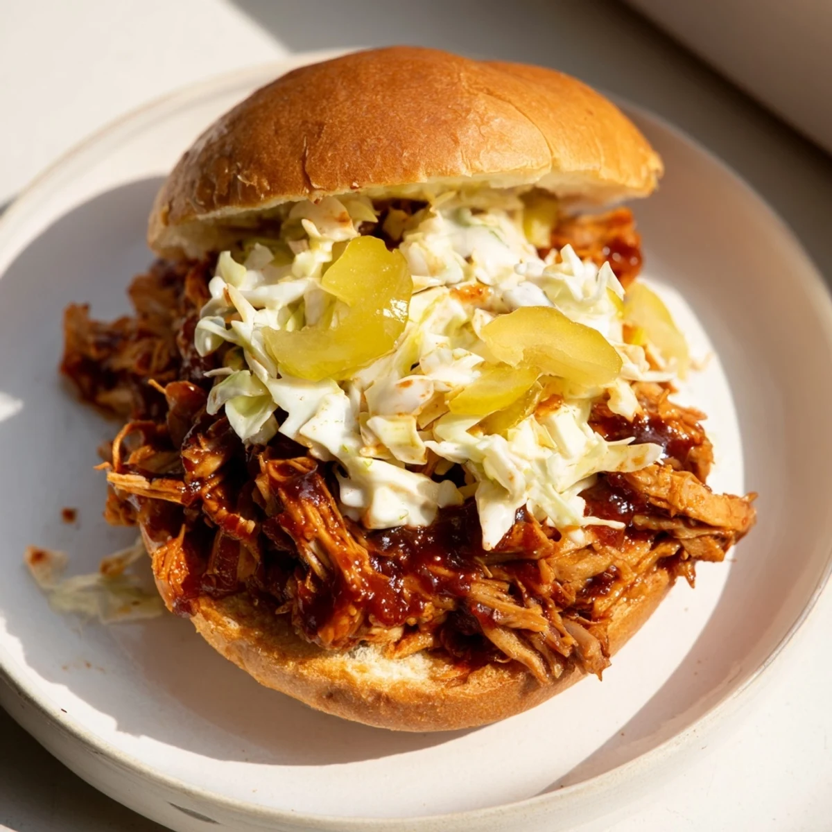 Savory BBQ jackfruit sliders on toasted buns, overflowing with flavorful pulled "pork" and slaw.