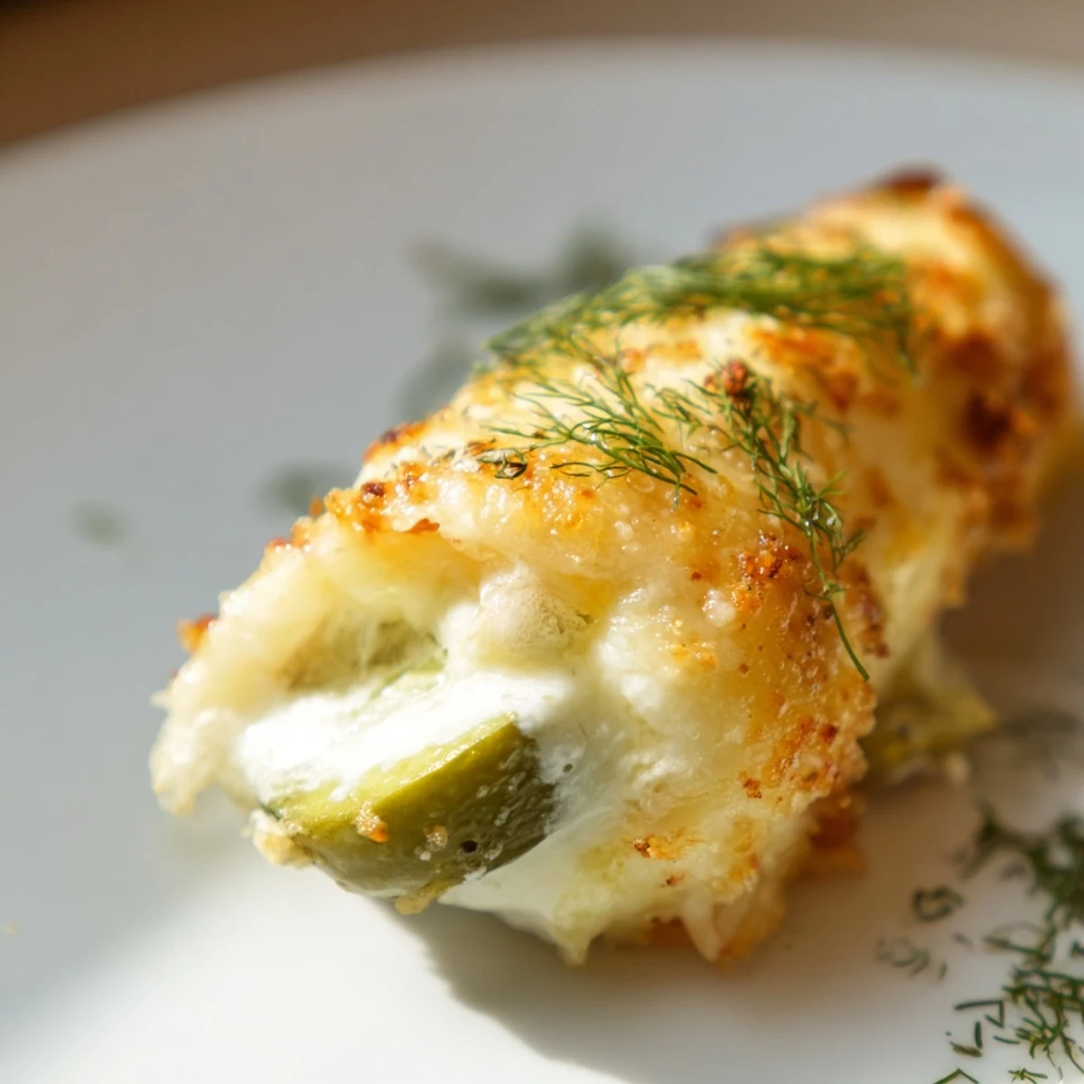Golden-brown Melted Cheese Pickle Rolls, a warm, cheesy appetizer, ready to serve and enjoy.