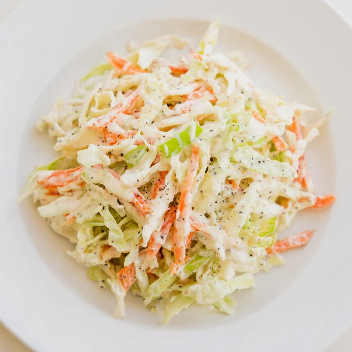 Quick Coleslaw Salad with creamy dressing, perfect side dish made with fresh shredded cabbage.