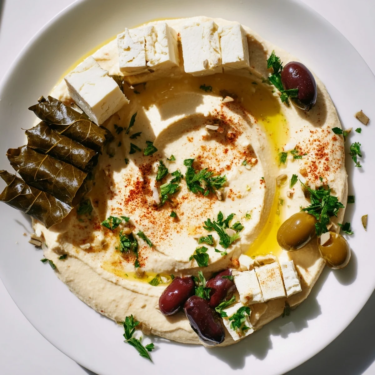 Inviting image of a Turkish meze platter, highlighting fresh garnishes and a delightful assortment of flavors.