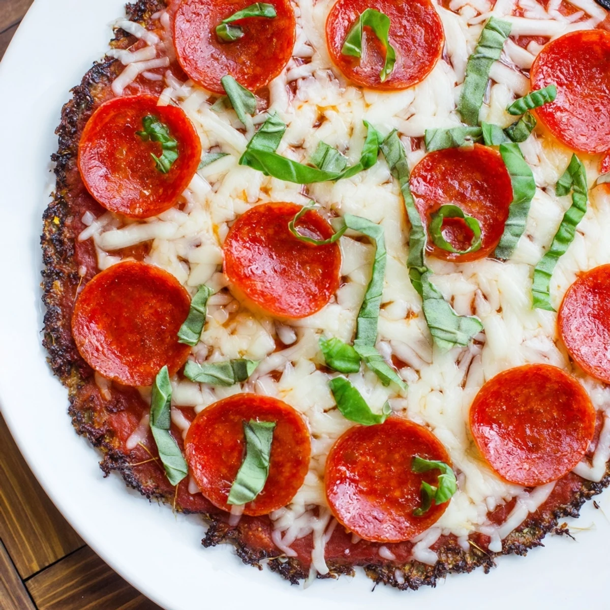 Savory, golden-brown ground beef pizza base topped with melted mozzarella and pepperoni slices.