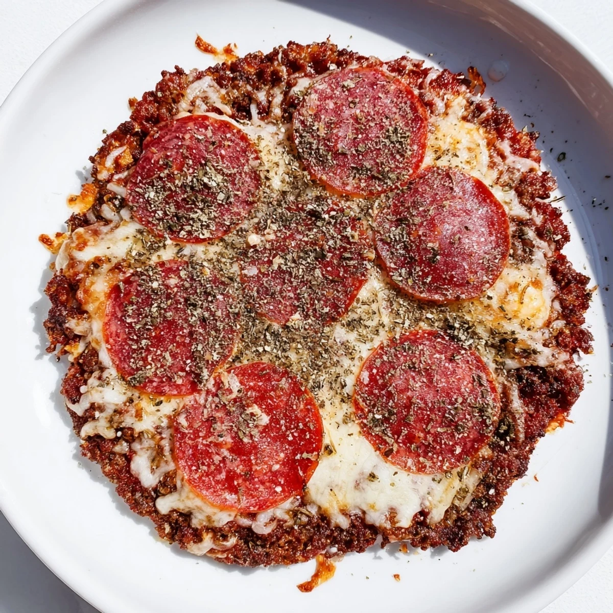 A close-up of Meat Pizza Pepperoni Stack shows melted mozzarella and crispy pepperoni slices.