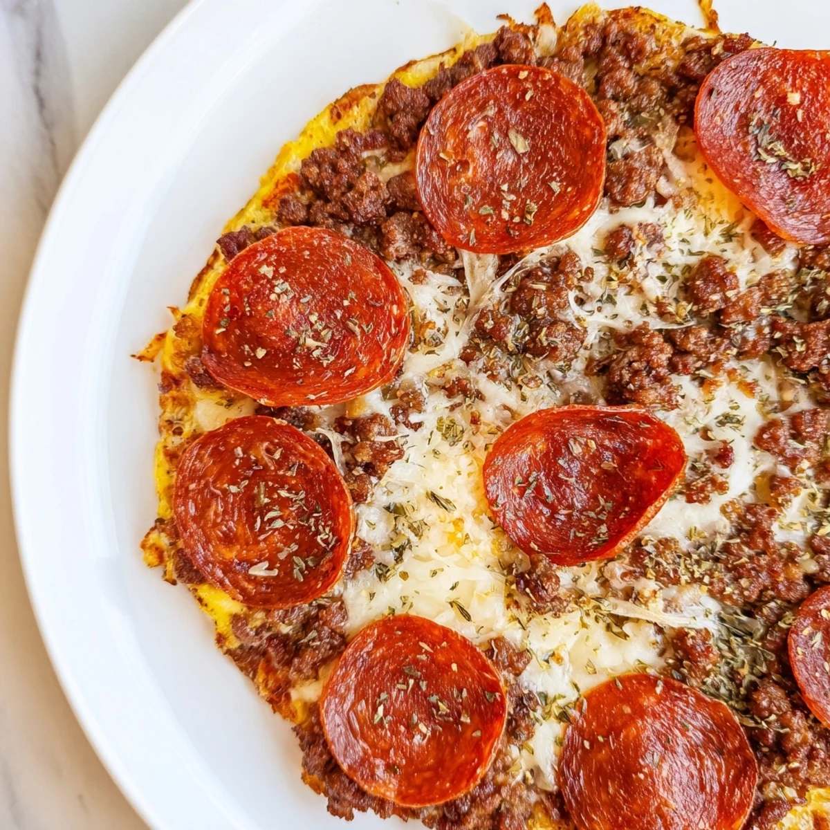 Imagine the Meat Pizza Pepperoni Stack: a crustless delight with ground beef and melting cheese.