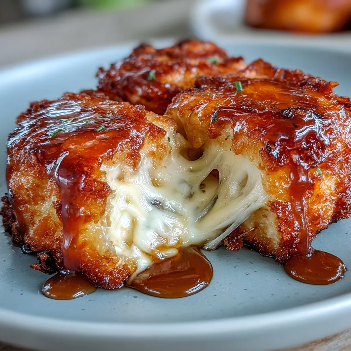 Golden-brown Chīzu Imomochi dumplings are pan-fried and glistening with a sticky soy-honey glaze.