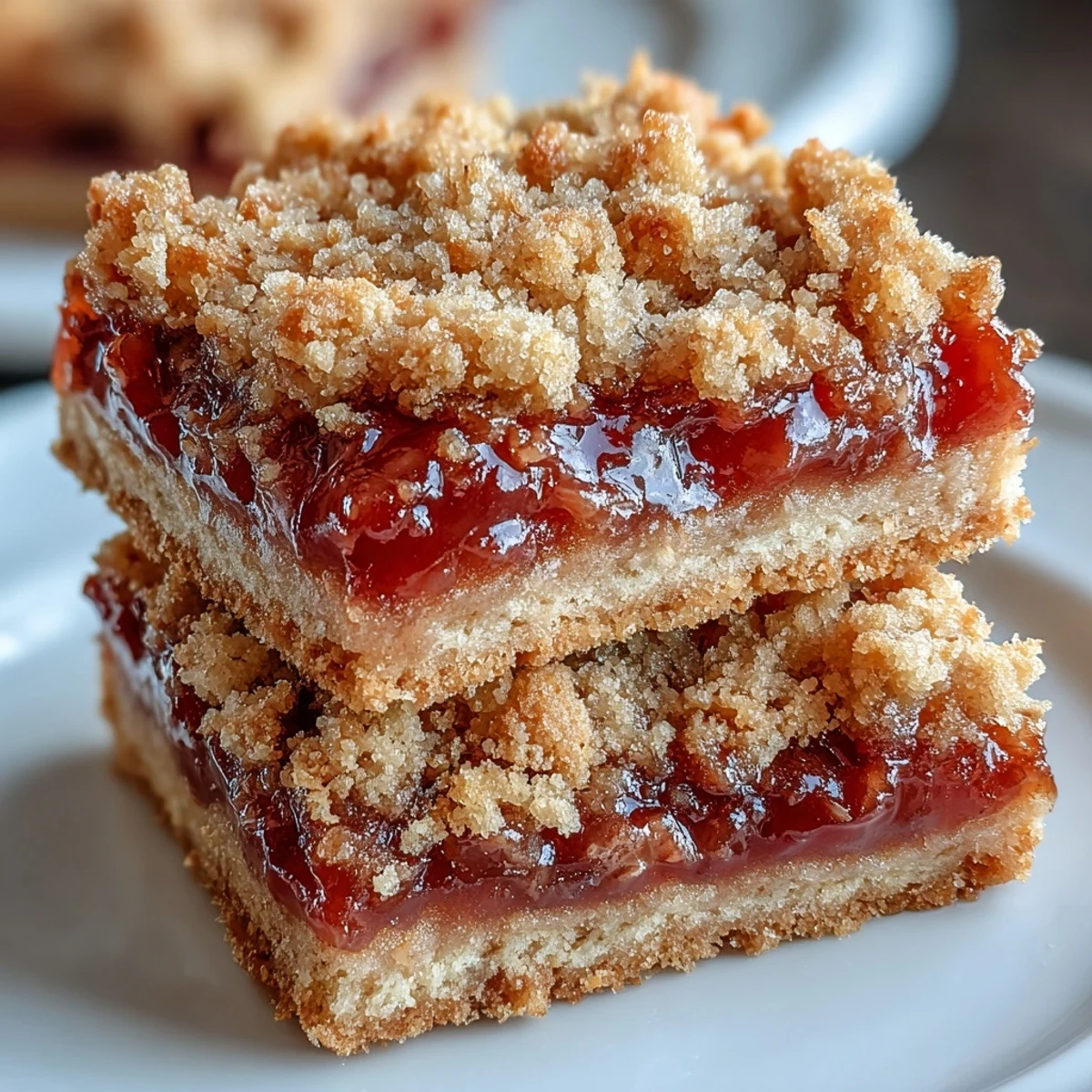 Freshly baked Guava Jam Bars served on a plate with a glass of milk for dipping.