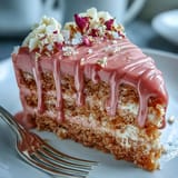 This gorgeous rosé velvet cake, perfect for celebrations, features delicate pink frosting.