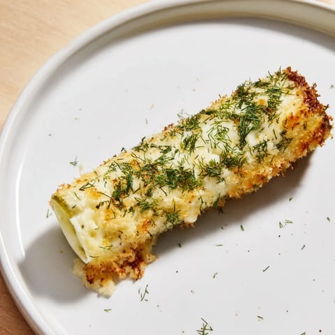 Melted Cheese Pickle Rolls feature crispy golden cheese wrapping savory dill pickles, a tasty American snack.