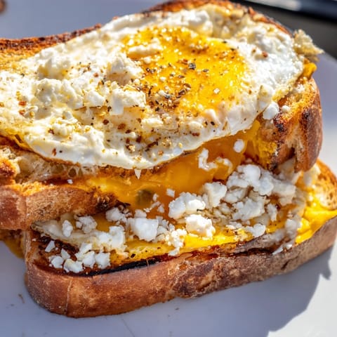 Feta Fried Eggs Grilled Cheese