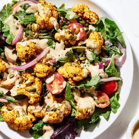 Crispy Cauliflower Tahini Salad