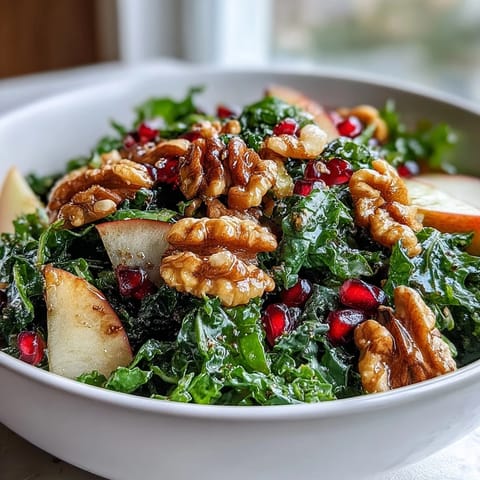 Freshly chopped walnuts add crunch to the nutrient-packed Kale and Pomegranate Bowl.