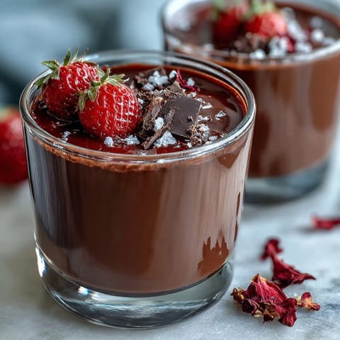 Luxurious dark chocolate cups filled with fresh strawberries and fragrant pistachio crunch, inspired by Dubai flavors.  