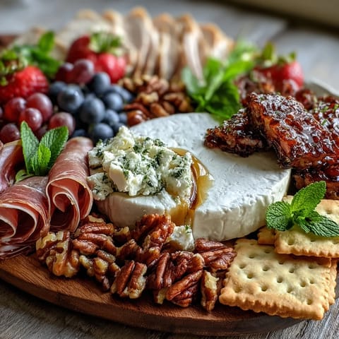 Vibrant Spring Charcuterie Board with edible flowers and fresh fruits arranged artfully.