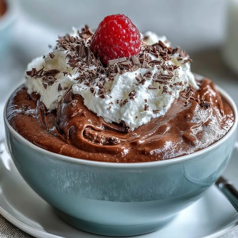 Silky cottage cheese chocolate mousse, a smooth, rich, guilt-free dessert waiting.