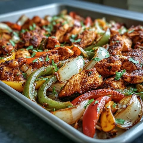 Sheet Pan Chicken Fajitas bursting with vibrant colors, ready for warm, soft tortillas.