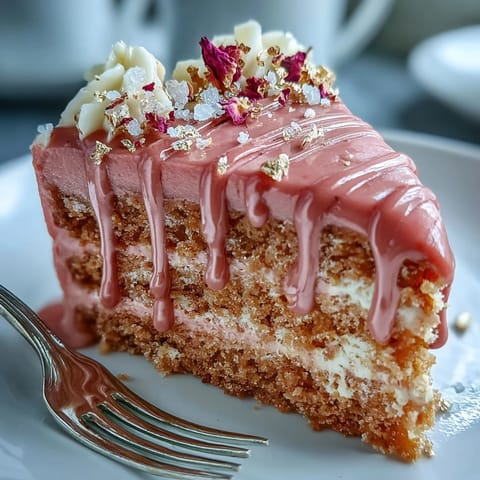 This gorgeous rosé velvet cake, perfect for celebrations, features delicate pink frosting.