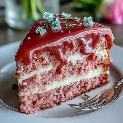 A decadent Bridal Shower Rosé Velvet Cake, ready for celebration with gold shimmer.
