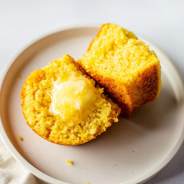 Close-up of golden honey butter cornbread muffins, perfect as a breakfast side or a satisfying snack.