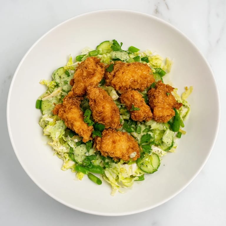 Creamy Green Goddess dressing generously coats a colorful Green Goddess Nugget Salad, perfect for lunch!