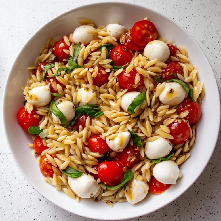 This bright and refreshing Caprese Orzo Salad combines tender pasta, creamy cheese, and a flavorful dressing.