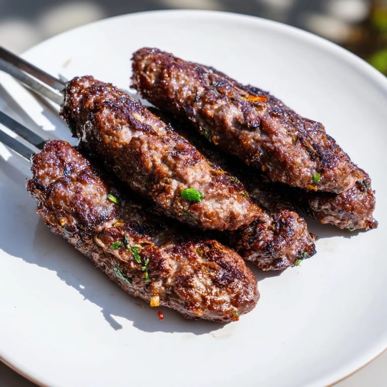 Vibrant image of sizzling Iraqi Kebab Tikka kebabs just off the grill, offering rich, meaty aromas.