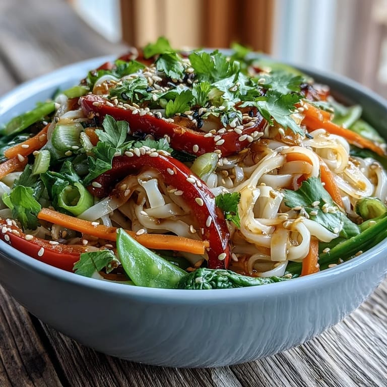 Steam rising from a hot Shirataki Noodle Bowl showcases bok choy and carrots, topped with sesame seeds and fresh herbs.