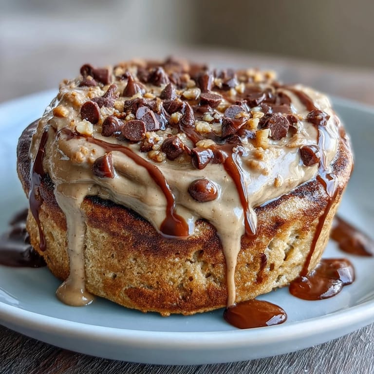 Warm Peanut Butter Cup Protein Pancake Bowl topped with sliced banana and chopped peanuts, served in a small ramekin.
