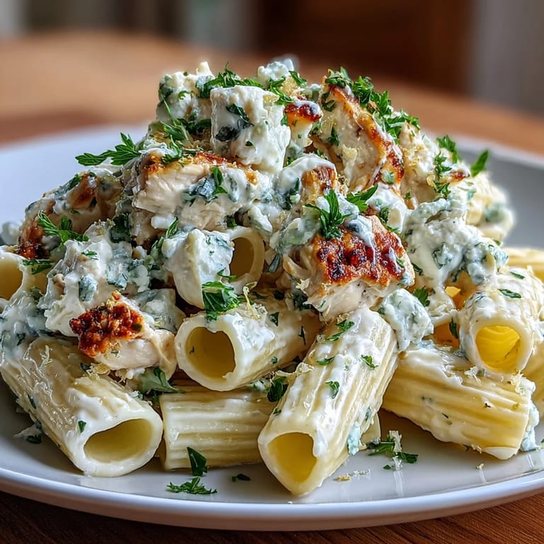 Fork-ready bowl of Creamy Lemon Feta Chicken Pasta with crumbled feta, fresh parsley, and lemon zest.