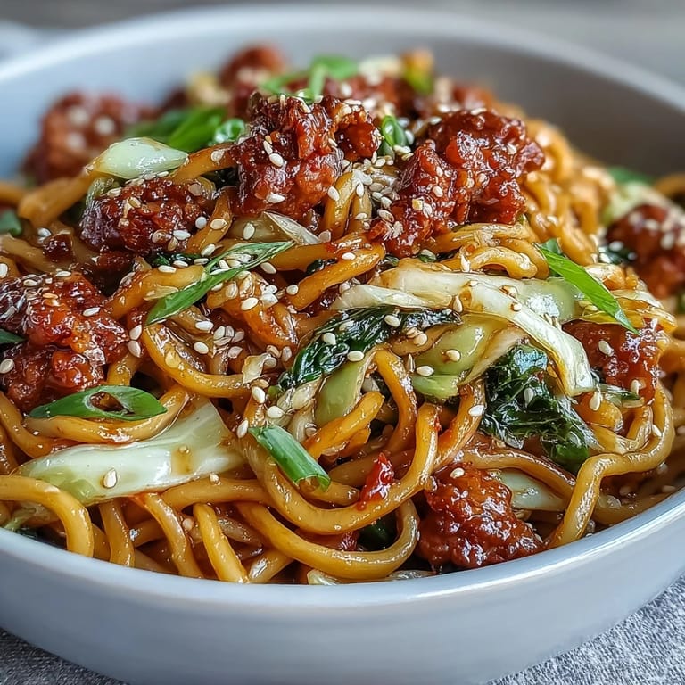 Quick and easy Korean turkey fried noodles with tender turkey, stir-fried veggies, and pan-fried noodles, perfect for a weeknight dinner.