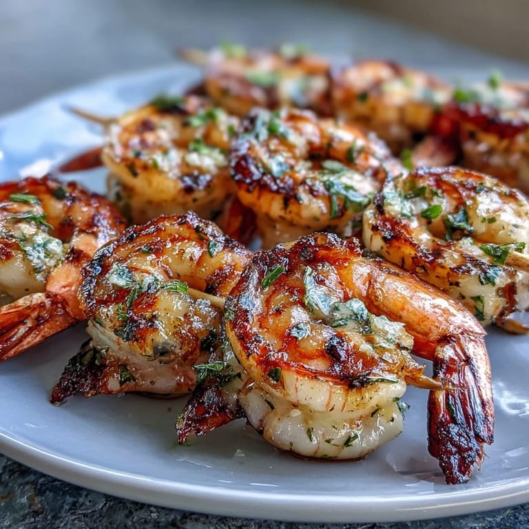 Grilled shrimp skewers with vibrant lemon wedges and fresh herbs, ideal for a healthy Mediterranean-inspired dinner.