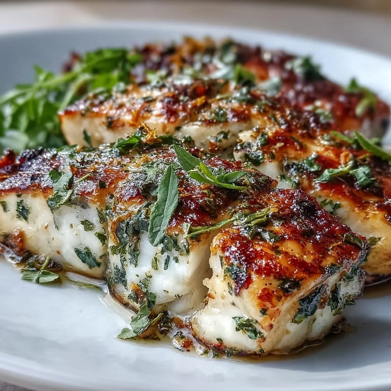 Tender tilapia fillets and colorful vegetables drizzled with garlic herb marinade, baked on a single pan for easy cleanup.  