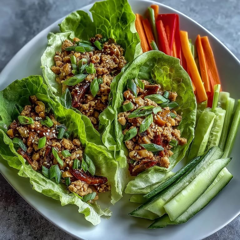 Protein-packed turkey lettuce wraps paired with vibrant crunchy veggie sticks, a fresh and satisfying summer dish.