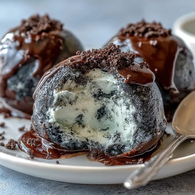 Soft, pillowy mochi encasing rich black sesame ice cream, a perfect Japanese dessert fusion.  