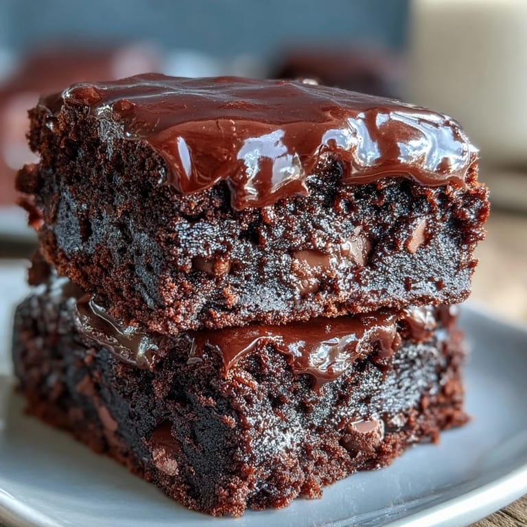 Gooey triple chocolate sourdough brownies, showcasing rich cocoa and melted chocolate chunks.