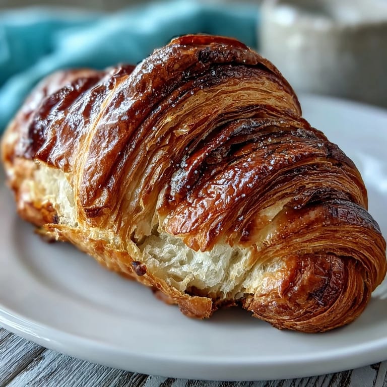 A tempting stack of homemade Easy Sourdough Croissants showcasing their beautiful, airy layers.