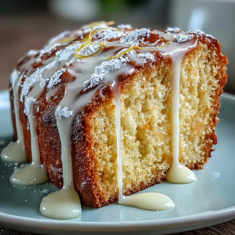 Buttery Limoncello pound cake drizzled with a sweet lemon glaze, bursting with citrus flavor and Italian charm.