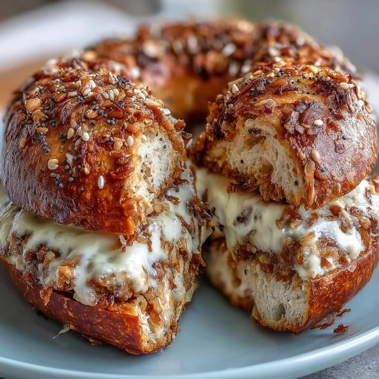 High-protein bagels made with Greek yogurt, topped with everything bagel seasoning, perfect for a healthy breakfast or snack.  