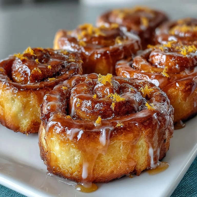 Golden crescent dough spirals filled with orange zest sugar, baked until tender and topped with fresh orange icing.