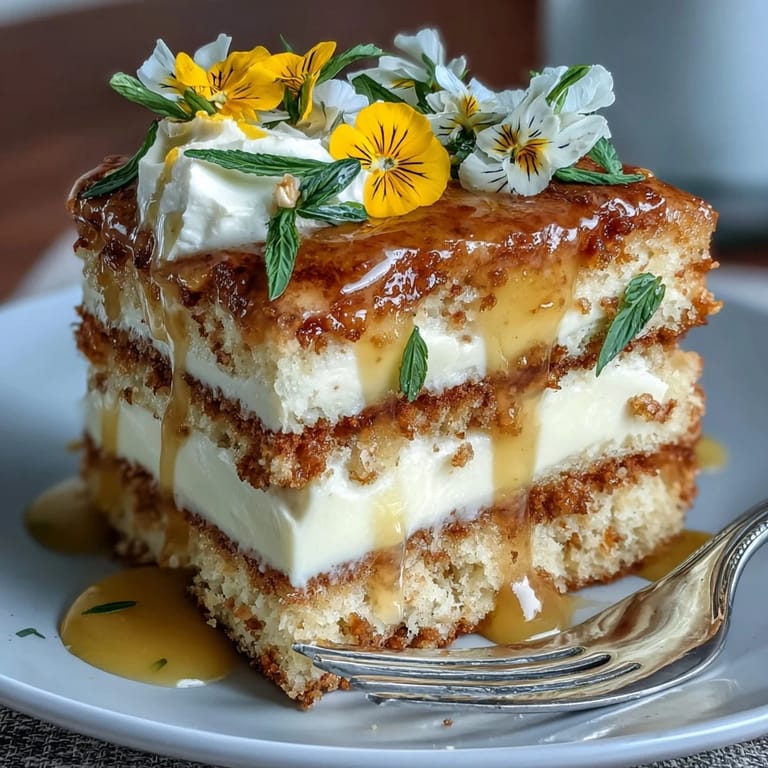Gently decorated Spring Cake bursting with lemon curd and floral beauty.