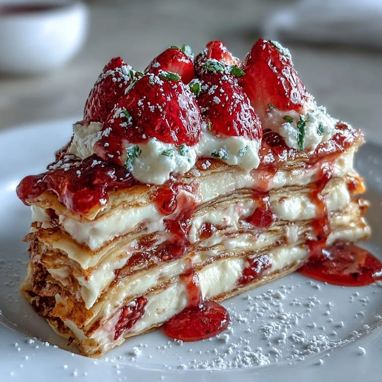 Delectable Mother's Day Crêpe Cake perfection, a sweet, creamy, and fruity masterpiece.