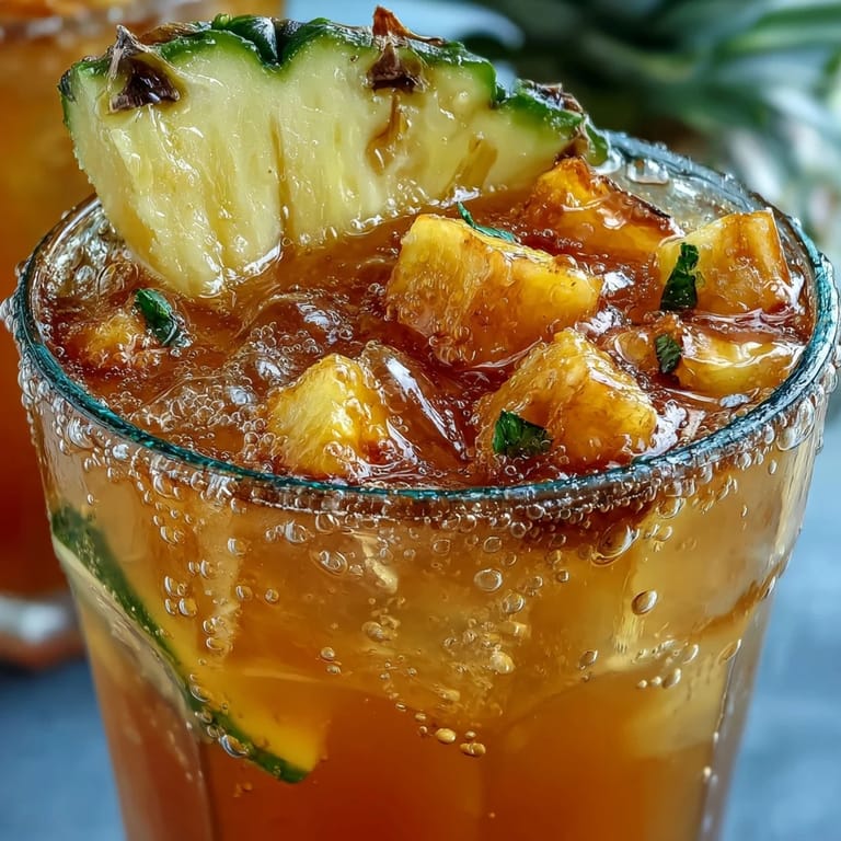Tropical Grad Party Punch with sparkling citrus, garnished with fresh fruit.