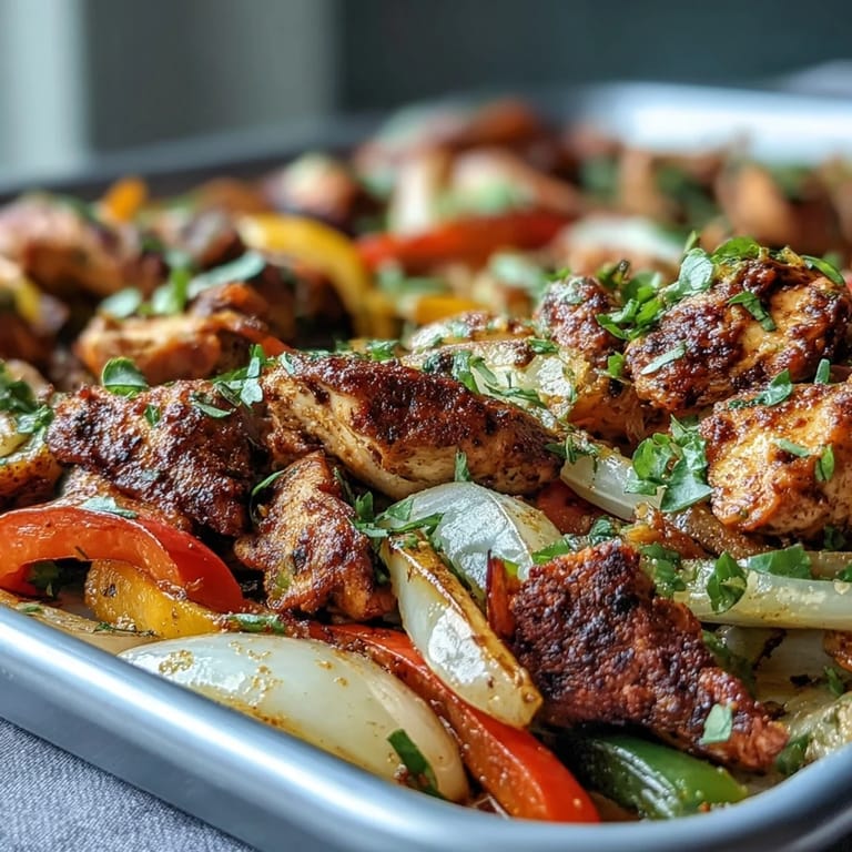 Easy Sheet Pan Chicken Fajitas, a sizzling, flavorful meal perfect for a quick dinner.