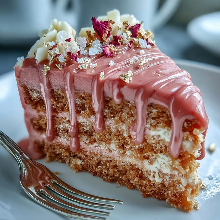This gorgeous rosé velvet cake, perfect for celebrations, features delicate pink frosting.